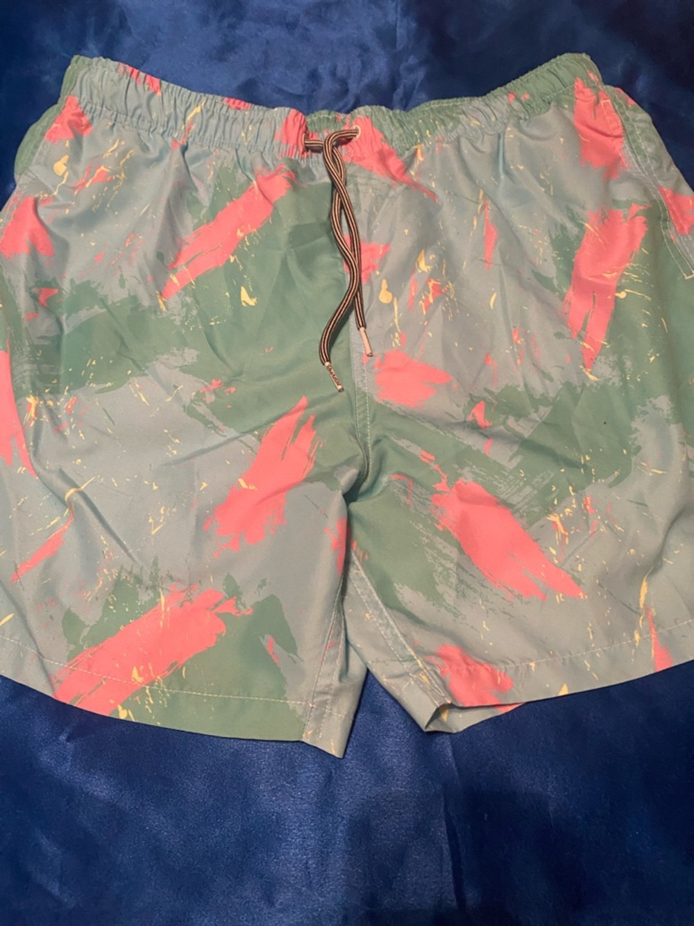 Men's Brushstroke Swim Trunks - Pink & Green